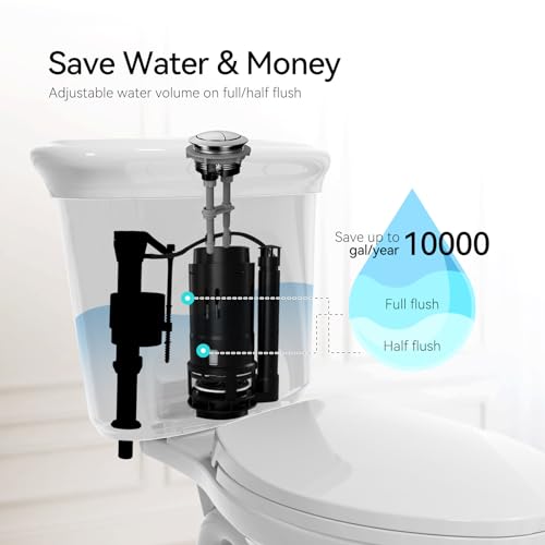 R&T 3-Inch Dual Flush Valve with Top Push Button Toilet Repair Kit Inside Tank dual flush valve replacement kit for 2-piece Toilet, Quick Fix Toilet Leaking, Running Water and Ghost Flush A2422M - color: 3-Inch Drain Outlet