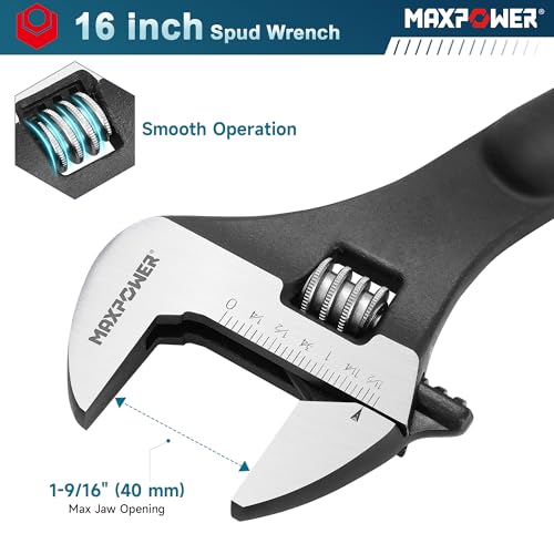 MAXPOWER 16 inch Spud Wrench, Max Jaw Opening 1-9/16 inch - size: 16 in. / 1Pcs