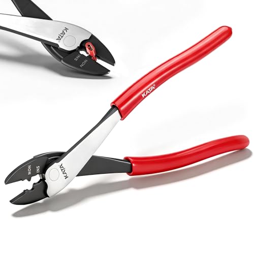 KATA 9.5" Wire Crimpers/Cutter Tool, 10-22 AWG Terminal Crimping Pliers - color: Red