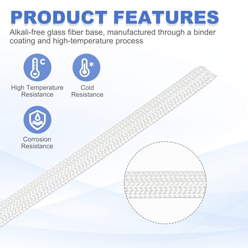 uxcell Insulation Cable Protector,2mm/0.08 Inch-15m/49 Feet High Temp Fiberglass Sleeve White - color: White, size: 2mm-15m