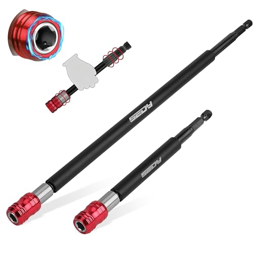 Magnetic Screwdriver Bit Holder Set: 2-Piece 1/4 Inch Hex Shank Quick Release Extension Adapter | Super Straight Durable CR-V Steel | Universal Fit for Impact Driver Bits | 6", 12" Long - style: 6|12inch-2PCS