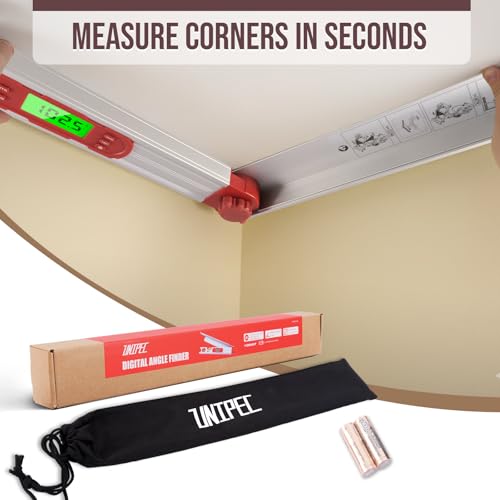16-Inch Digital Angle Finder with MTR & COM, ±0.2° Accuracy for Woodworking & DIY