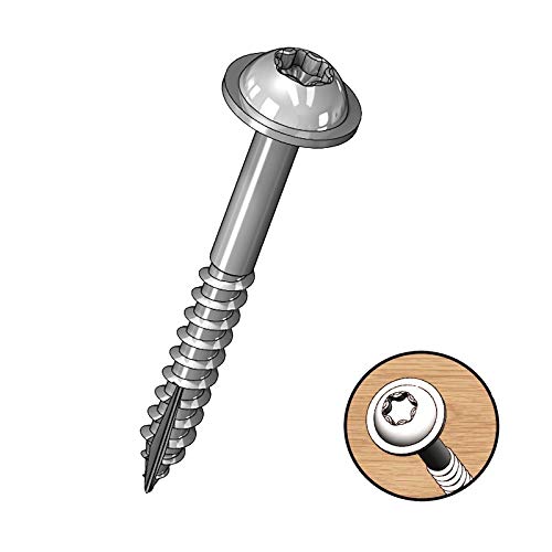 Milescraft 5206 Wood Pocket Hole Screws - #7 x 2-1/2" Washer Head with Coarse Thread (50c.), Torx Drive Self-Tapping, For Indoor Use