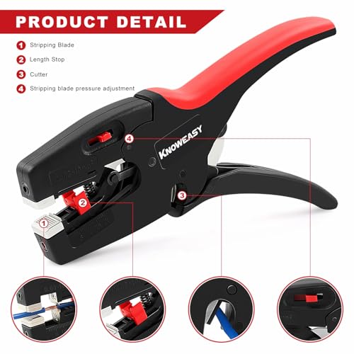 Knoweasy Upgraded Wire Stripper : 2-in-1 Heavy Duty Wire Stripper Plier and Cutter for 32-7 AWG (0.03mm²-10mm²), Essential Stripping and Cutting Tool for Professionals and DIY Enthusiasts - style: D3N2024