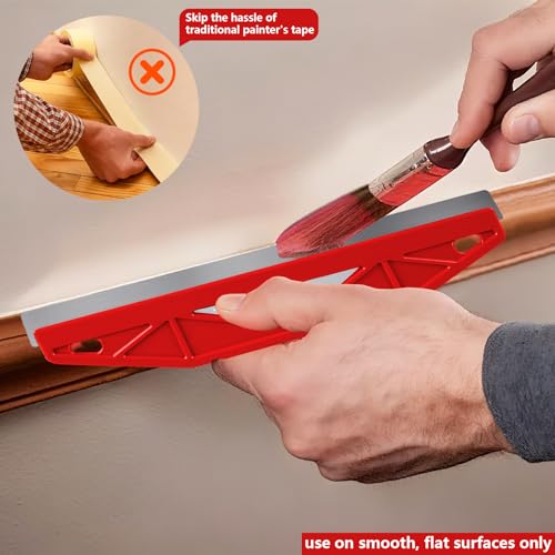 12-Inch Paint Edger & Trim Guard, Stainless Steel Straight Edge Tool - color: Red