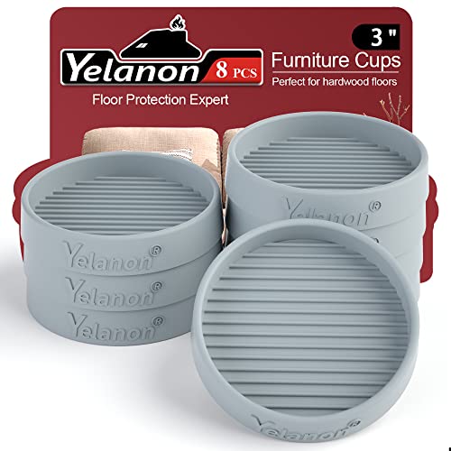 Yelanon Furniture Coasters 8 Pcs 3" Round Gray Caster Cups for Hardwood - size: 8pcs 3" Round Grey