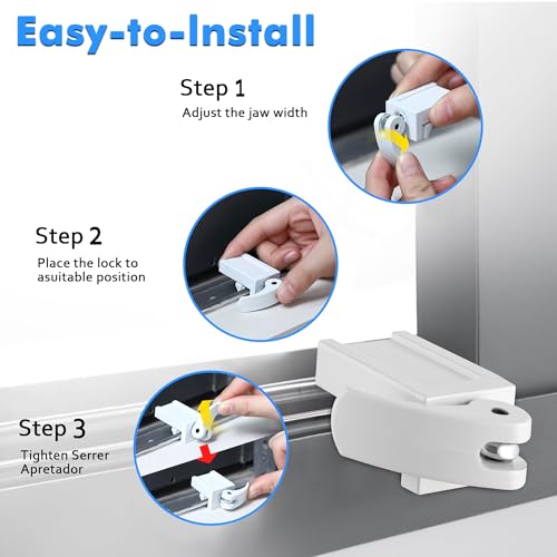2 Pack Window Locks, Diecast Durable Design, Compatible with Horizontal and Vertical Window, Fit 1/16 inch(0.16cm) up to 1-1/2 Inch Long Version Wide Rail Easy Installation Enhanced Safety - size: 1-1/2 Inch Long Version