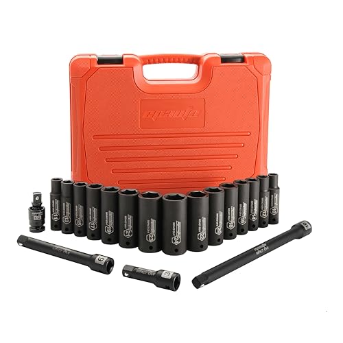 EPAuto 1/2-Inch Drive Metric Deep Impact Socket Set, 10-24 Nm - color: Orange/Black