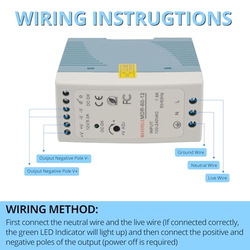 MAKERELE MDR 12V DIN Rail Power Supply 60W - style: 60W-12V