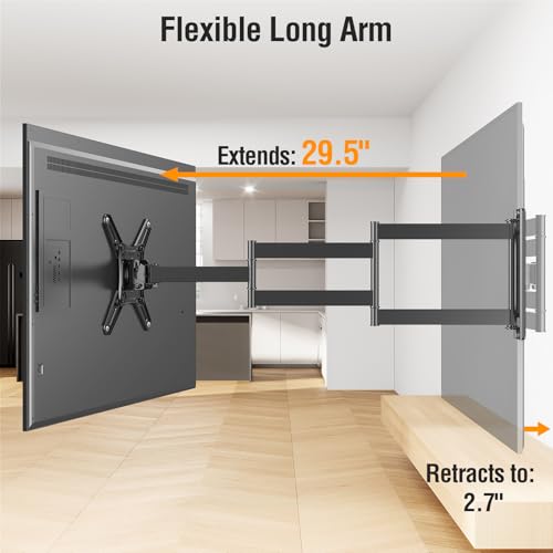 ELIVED Long Arm TV Mount for 14-42" TVs Monitors, Max VESA 200x200 - size: 5 Arms: 29.5"