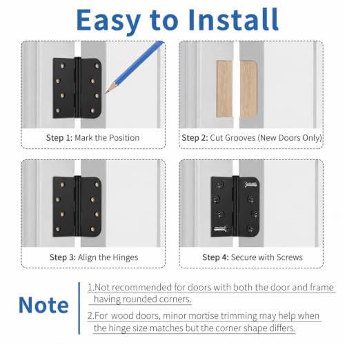 12 Pack Matte Black Door Hinges 4 Inch, Exterior Door Hinges - color: Matte Black, size: 4" 12 Pack