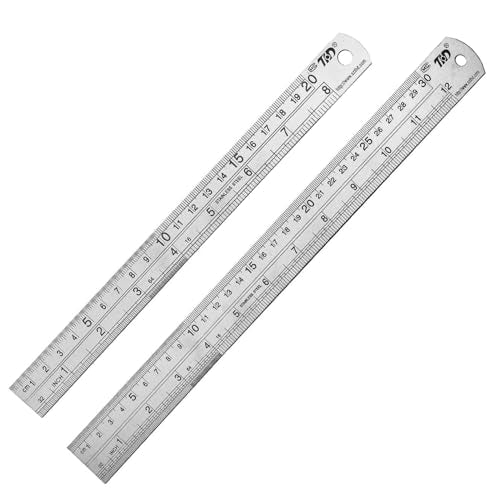 Steel Ruler 8 12 inch Imperial Metric Systems Thick Metal Deeper Clear Scale School Students Drafting Architect Carpenter Engineer Measuring Tool - size: 8,12 inch