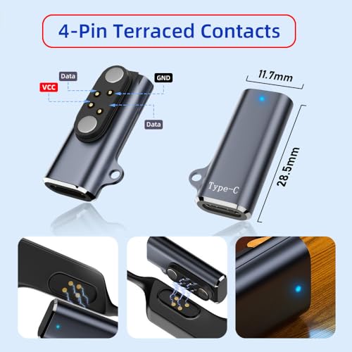 2pcs/lot Magnetic Charging Adapter USB Type-C to Pitch 2.5mm with 4-Pin Terraced Square Contacts Compatible with Bone Conduction Headphone - style: Pitch 2.5mm