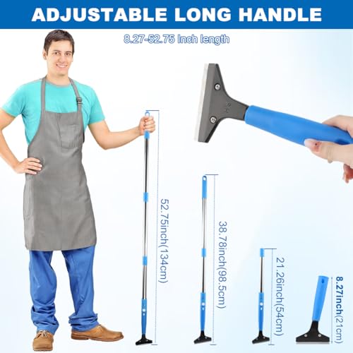 Heavy Duty Floor Scraper, 4" Wide Razor Blade with 48" Long Handle