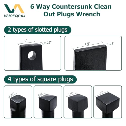 6 Way Countersunk Clean Out Plugs Wrench Compatible with Pasco J40042 Plumbing Wrench