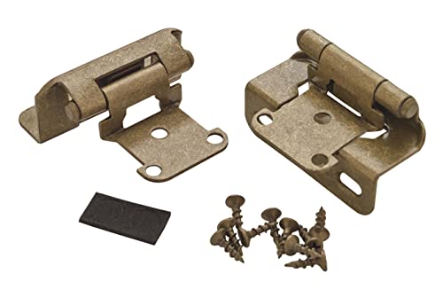 Amerock 1 Pair 1/2" Overlay Burnished Brass Partial Wrap Cabinet Hinge - color: Burnished Brass, size: 1/2 Inch (13 mm) Overlay
