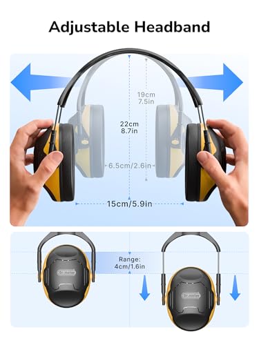 Dr.meter Ear Protection Ear Muffs, C06 Safety Earmuffs for Adults Kids - color: Black Orange