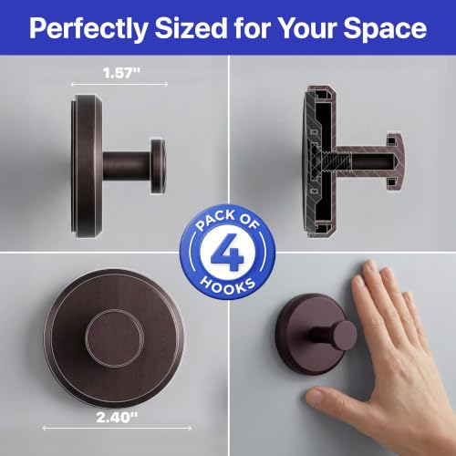 HOME SO Suction Cup Hooks for Shower & Bathroom Towel Holder 4-Pack Bronze - color: Dark Bronze, size: 4 Pack