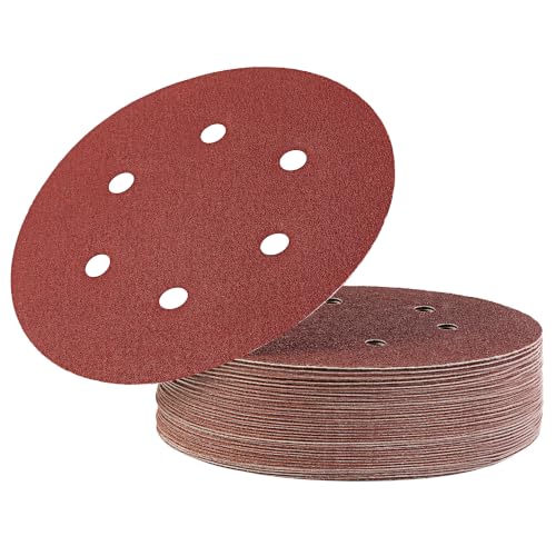 S SATC 30 Pack 6 Inch Hook and Loop Sanding Discs 40 60 80 100 120 150 180 240 320 600 800 1000 Grit Red Sandpaper 6 Hole Random Orbital Sander Pads - style: 6 Hole Red