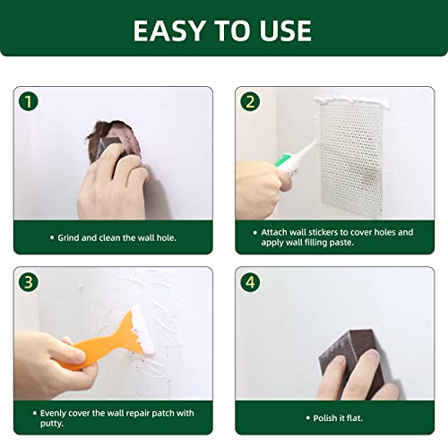Drywall Repair Kit, 500g Wall Mending Agent with 6Pcs Wall Patches - size: 15Pcs_500g