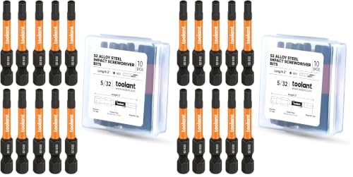 toolant 5/32" Impact Hex Bit Set, 10-Piece (Pack of 2) - size: 5/32"(10pcs) (Pack of 2)