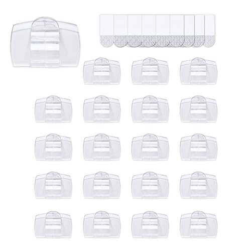 MOVELYST Clear Indoor Large Cord Clips, 20 Clips+28 Strips, Damage-Free - size: L-20 PCS