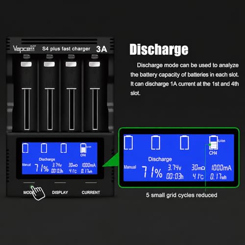 Battery Charger, Universal 4 Bay Charger with LCD Display(Version 3.0) | Intelligent Quick Charger Independent Slot