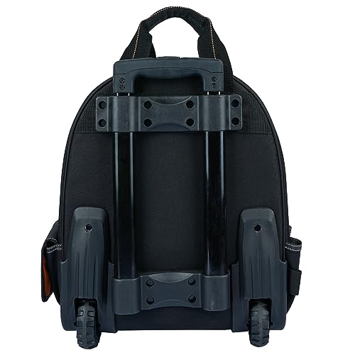 MELOTOUGH LED-Light Rolling Tool Bag Heavy-Duty 18" Wheeled Tool Organizer with Telescoping Handle for Electrician,Construction,HVAC,Service Technician,Plumbers, Repairs,Mechanic - color: Orange Rolling Tool Bag