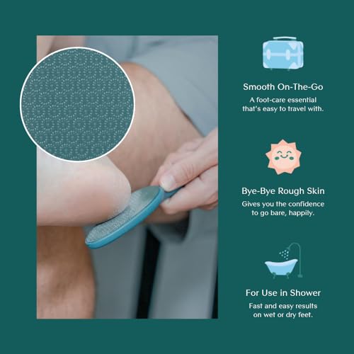 Bare August Handled Nano Glass Foot File, Callus & Dead Skin Remover, Teal - size: 1 Count (Pack of 1), style: Teal Handle