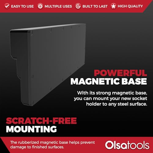 Olsa Tools Magnetic Socket Holder 3/8-Inch Drive Metric, Black, 54 Slots - color: Black, size: 3/8-Inch Drive, Metric