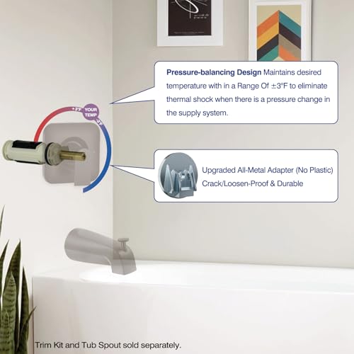 1222/1222B Cartridge Pressure Balancing with 104421 Removal Tool & 116653 Handle Metal Adapter Replacement,Compatible with Moen Posi Temp Single Handle Tub/Shower Faucets Plumbing Repair Kit,Brass - style: 1