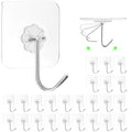 ZESLMG Adhesive Wall Hooks No Damage for Hanging, 24 Pack Large Self Sticky Hooks Heavy Duty 44lb Removable, Clear Hook for Shower Towel Coat Key Picture Wreath Outdoor Bathroom Kitchen, Waterproof - size: 24 Upgraded Large Hook