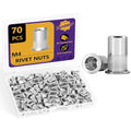 70Pcs M4-0.7mm Rivet Nut Set Flat Head 304 Stainless Steel | High Ductility, For Auto, Furniture & Industrial Use, Storage Case Included. - size: 70Pcs-M4