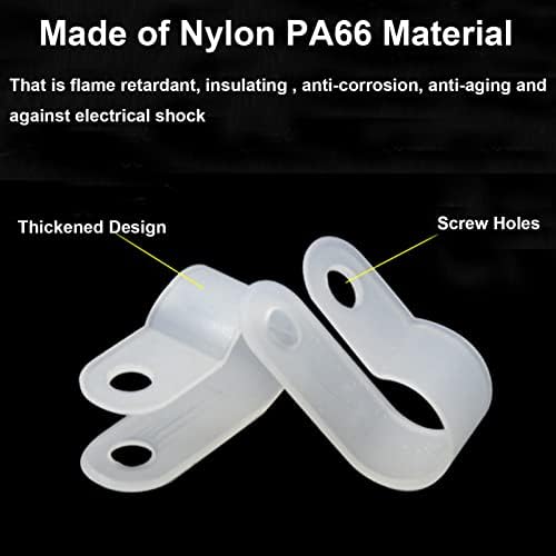 100Pcs Nylon R-Type Cable Clips 5/8 Inch Plastic Wire Mount Clamp - size: 5/8 INCH 100PCS R-Type