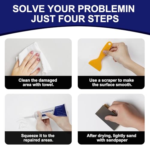 Drywall Repair Kit, 2 Pack Wall Mending Agent, Wall Patch Repair Kit with Scraper, Simple Filling of Wall Holes＆Efficient Crack Repair