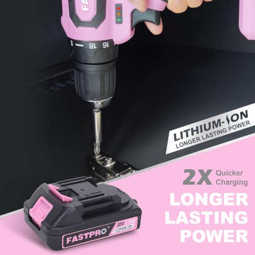 FASTPRO 232-Piece Pink Drill Set for Women, Pink Tool Set with Bag - color: Pink