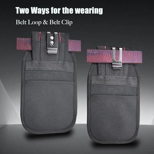 Small Tool Pouch with Belt Clip, Tool Pouch Holder,Multi Pocket Holster Organizer for Electrician Construction Maintenance,Durable Lightweight - color: Red