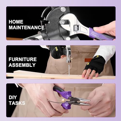 8V Purple Cordless Drill Set for Women, Starter Tool Kit with Drill | Electric Drill, USB Charger, 3/8" Keyless Chuck, 139-PIECE Tool Set with Drill for Home Repairs, DIY Project