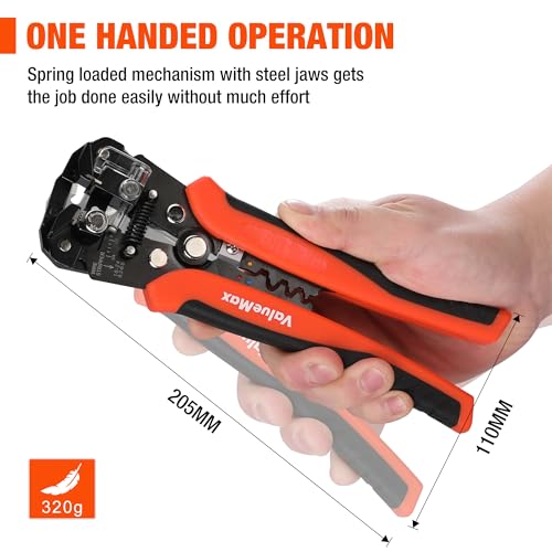 ValueMax 266PCS Wire Stripper Tool Kit, Self-adjusting 8" Automatic Wire Stripping Tool for AWG 10-24, 3-in-1 Automatic Wire Stripper/Cutter/Crimper, Universal Wire strippers for Electrical Work