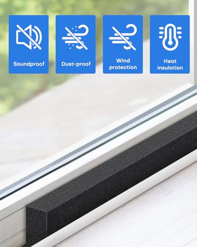 2Packs Air Conditioner Foam Tape with Adhesive, 1''X2''X 6.5 Ft Window Weather Stripping, High Resilience Ac Window Seal Kit Foam Insulation for Winter Summer (6.5ft X 2 Rolls, Black) - color: 2 PCS, size: 1''X2'' Black