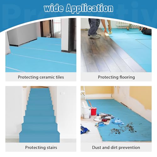 Temporary Floor Protection Film for Construction - 325 SQFT Coverage (39.4" x98.5ft), Heavy-Duty Surface Protector for Hardwood, Tile, Carpet, Countertops