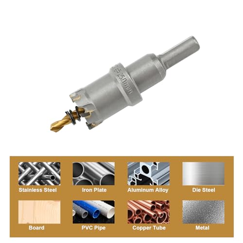 1'' TCT Hole Saw Kit Tungsten Carbide Tipped Hole Saw Drill Bit with Titanium-Plated Pilot Drill bit for Metal, Stainless Steel, Iron (25MM) - size: 25MM | 1''