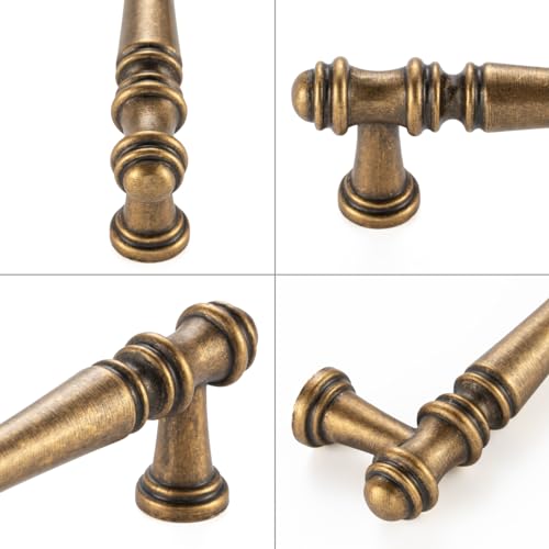 KOOFIZO 30 Pack 3 in Antique Brass Cabinet Pulls, Brass Drawer Handles P30 - color: Antique Brass, size: 3" CC - 30Pcs