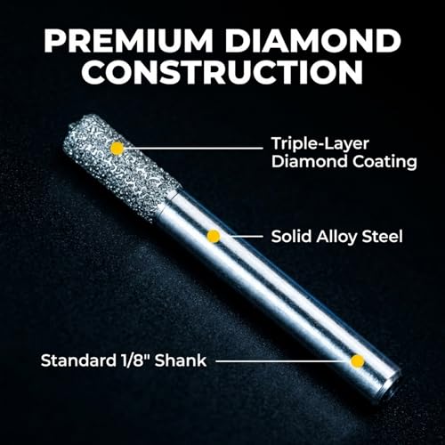 Drilax 3mm Diamond Drill Bits (1/8") 30 pcs Diamond Drill Bits for Stone, Glass, Sea Shells, Gemstones Compatible with Dremel Diamond Tipped Drill Bit Set - size: 3mm