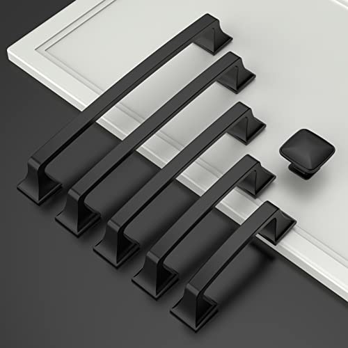 Amerdeco 10 Pack Matte Black Cabinet Pulls 7 Inch(178mm) Hole Center Cabinet Hardware Kitchen Cabinet Handles for Bathroom Drawer Pulls Dresser Pulls ZH0002 - color: Matte Black, size: 7" hole center