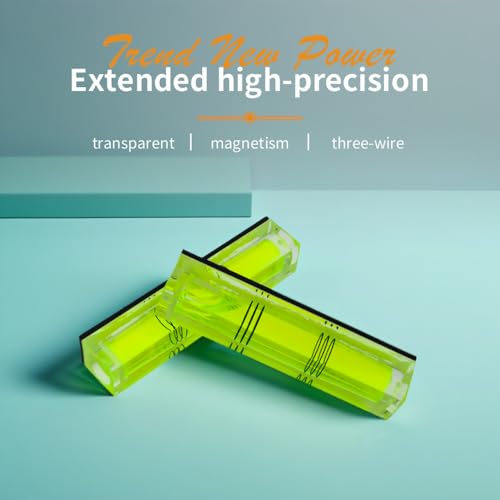 High precision mini bubble, double line small level bubble, three line flat ball, household level ruler can be turned 180 degrees (Magnetic, 80 * 17 * 15mm（4PCS)) - size: 80*17*15mm（4PCS)