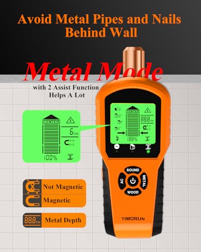 Stud Finder Wall Scanner, 6 in 1 Upgraded Wall Stud Finder Scanner Tool for Detecting Drywall Stud Center Wood Metal AC Wires with Magnetic Sensor, Gifts for DIYers Hanging Photo Frame Bracket