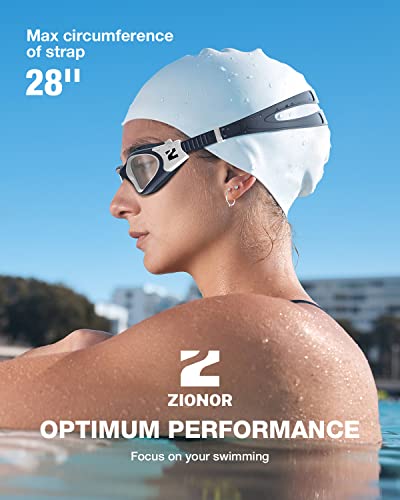 ZIONOR Swim Goggles, G1 SE Swimming Goggles Anti-Fog for Adult Men Women - color: A0-clear Lens Black White Frame