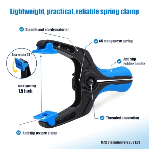 24 Pack 3 inch Heavy Duty Spring Clamps, Small Plastic Clamps for Woodworking, Backdrop, Photography, Backdrop Stand, Crafts with 1.5 inch Jaw opening - size: 3" Pack of 24
