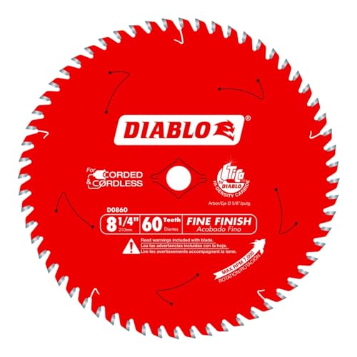 Diablo Fine Finish Saw Blade - 8-1/4 in Diameter, 60 ATB Teeth - size: 8-1/2" Dia x 60T x 5/8" Arbor, style: Fine Finish